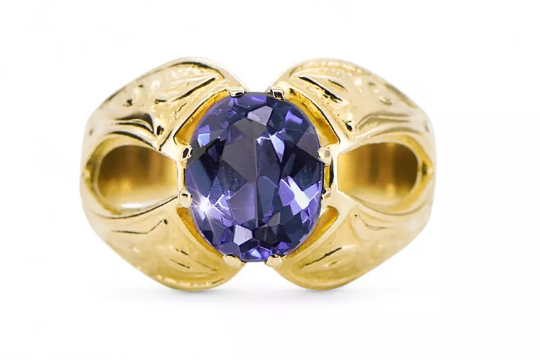 Alexandrit 14 Karat Gelbgold Ring Vintage Stil vrc135y